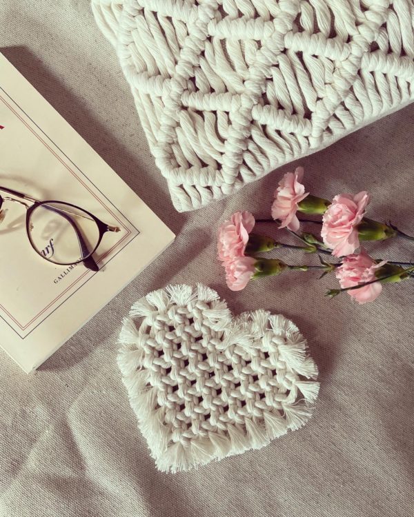 Dessous de verres Coeur en macramé