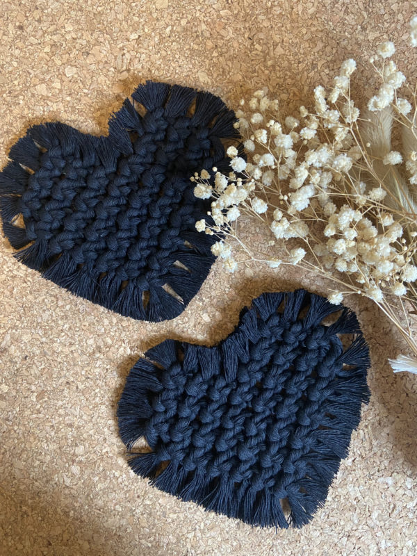 Dessous de verres Coeur en macramé