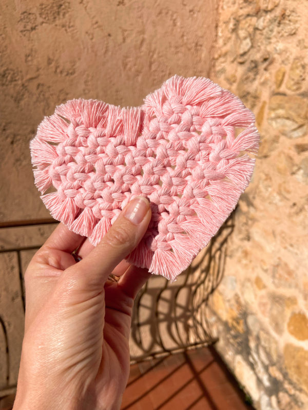 Dessous de verres Coeur en macramé
