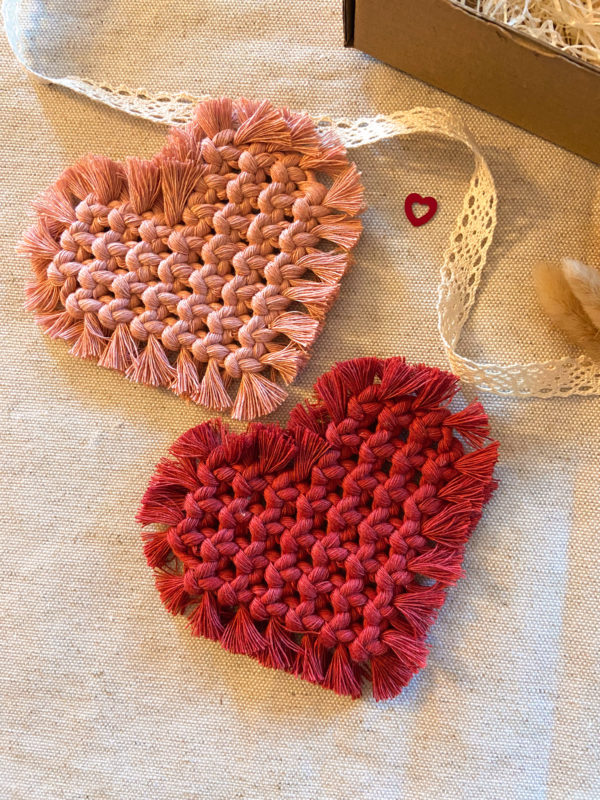 Dessous de verres Coeur en macramé
