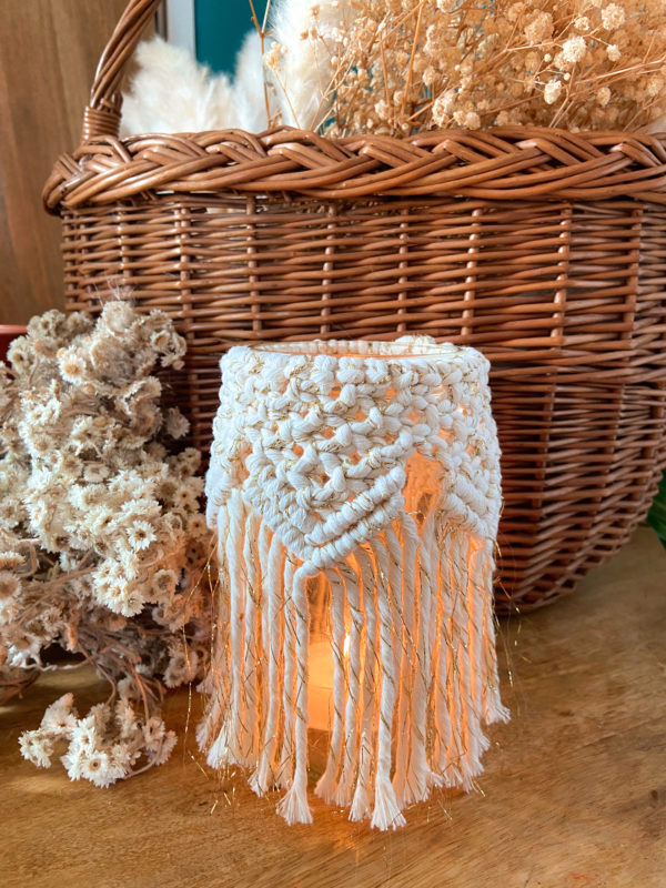 Bougeoir en macramé "lueur douce"