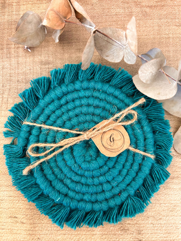 Dessous de verre rond en macramé