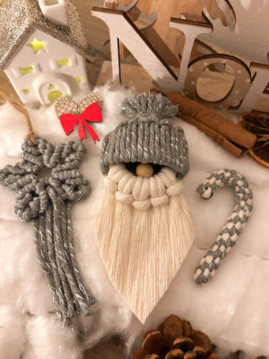 Lot de déco de Noël gris argent en macramé