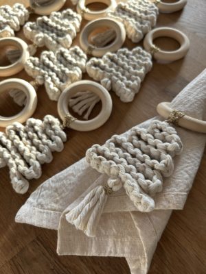 Ronds de serviette sapin en macramé